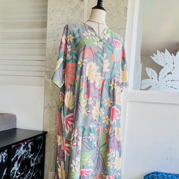 Button Front Dress , Simple Dress with Pocket, Floral Summer dress - Picture 10 of 10